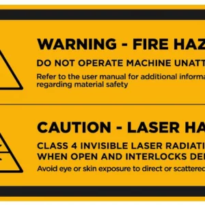 Fire & Laser Hazard warning sticker